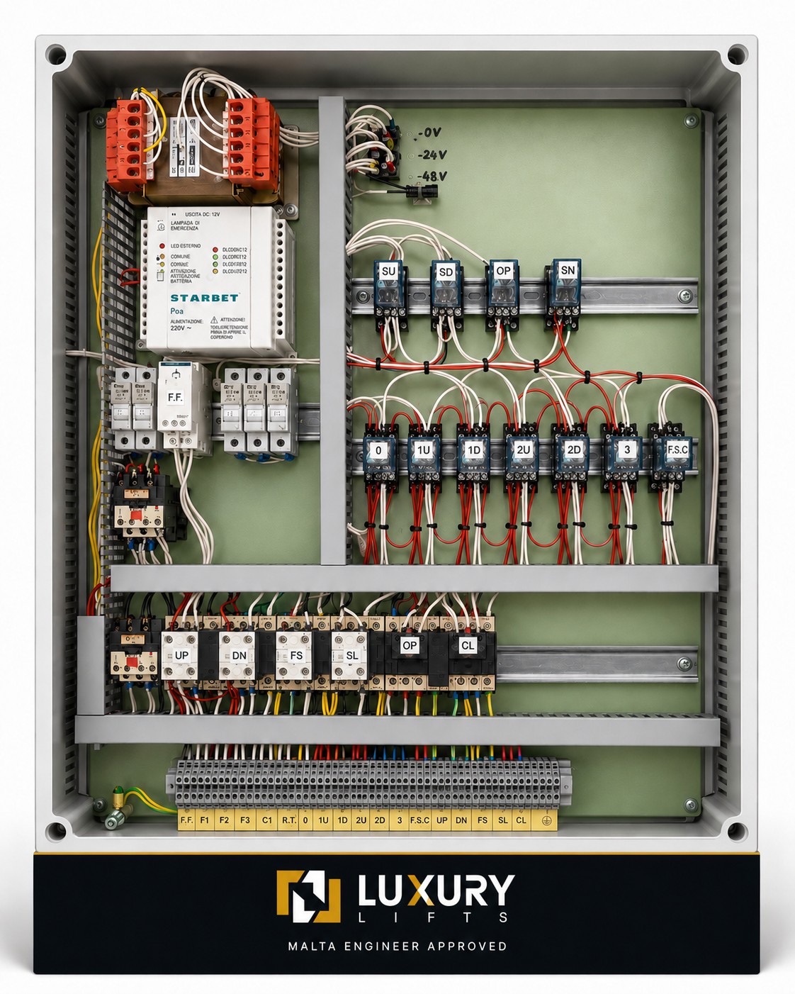 LuxuryLifts goods-lift controller 2, built by us in Malta