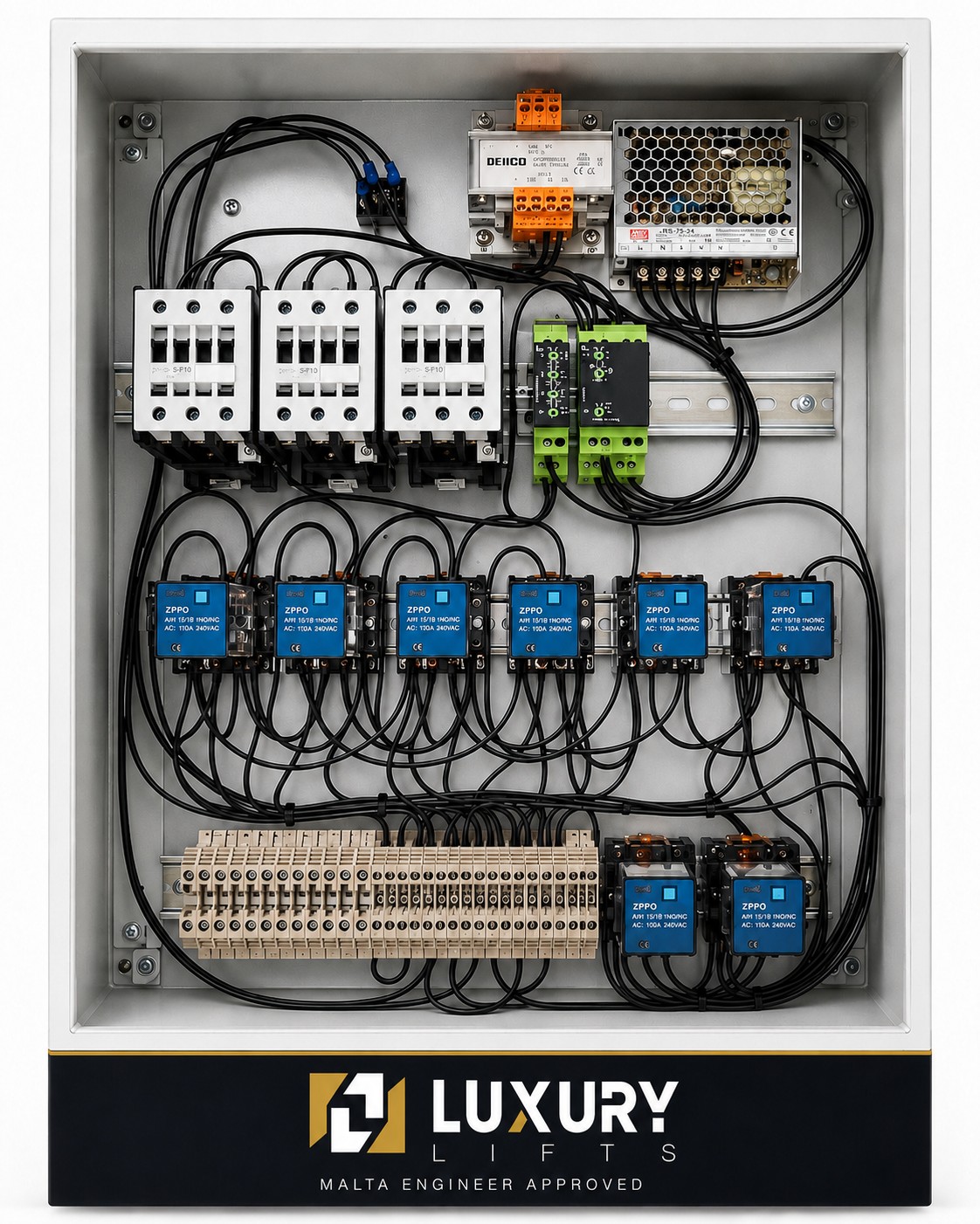 LuxuryLifts goods-lift controller 4, built by us in Malta