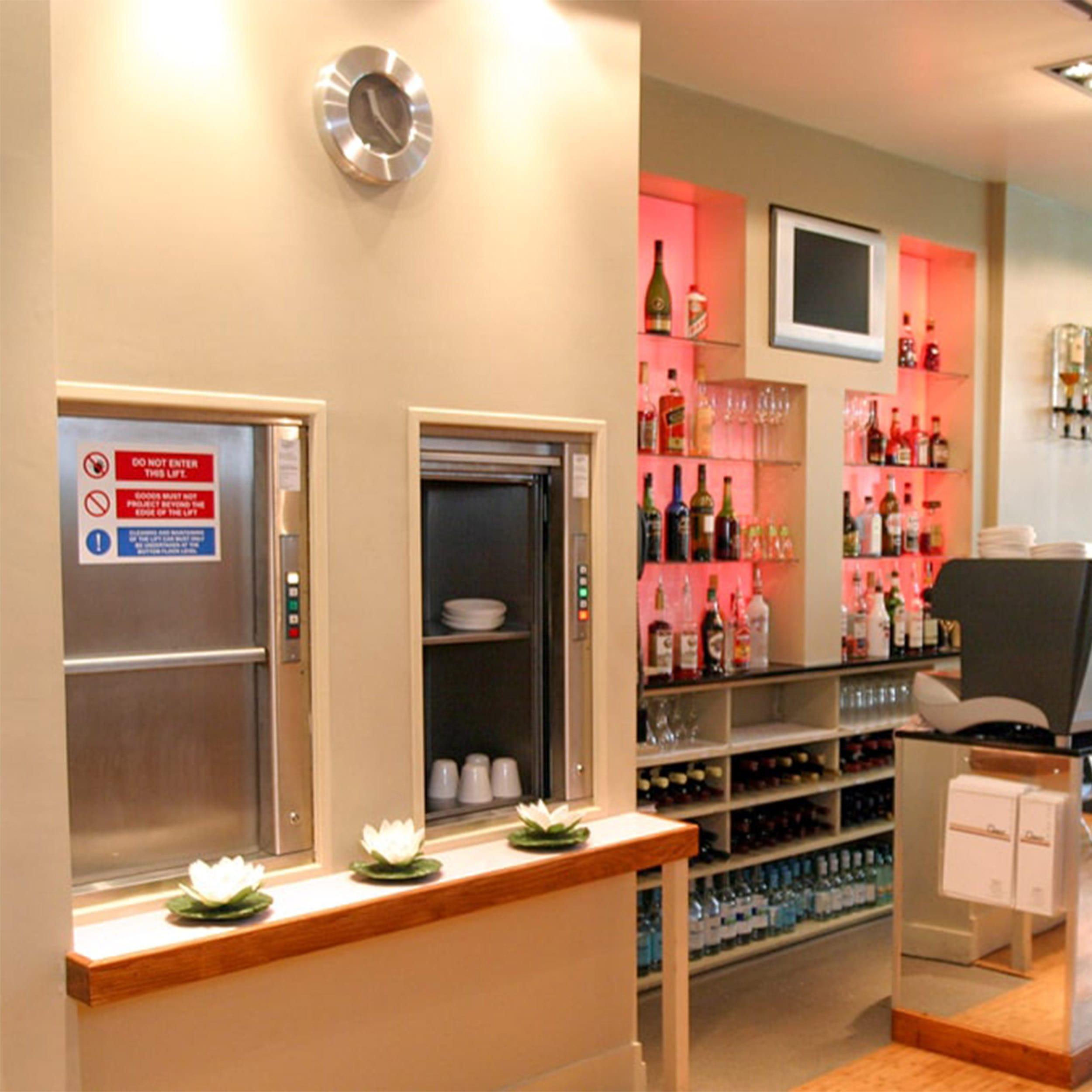 Dumbwaiter installed in a restaurant